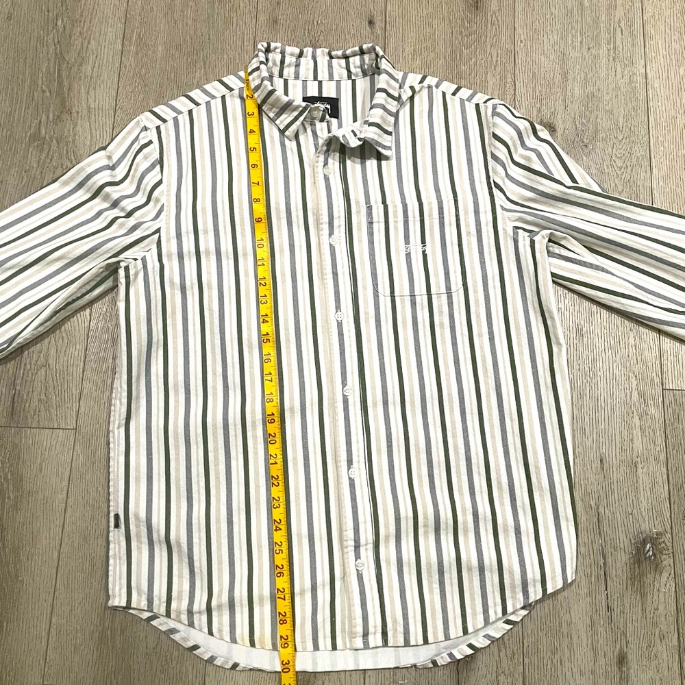 Stussy oversized striped button up 100% cotton mens small fits a XL - Picture 8 of 11